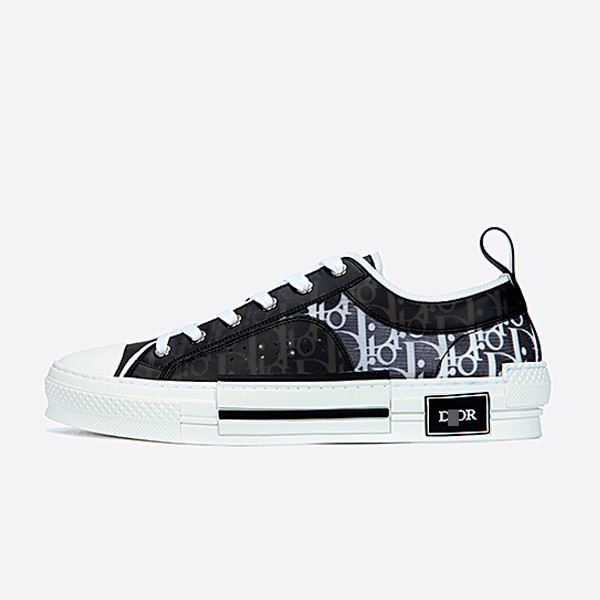 Dior 20FW Leon Canvas B23 Low-Top Sneakers in Black and White for Men and Women