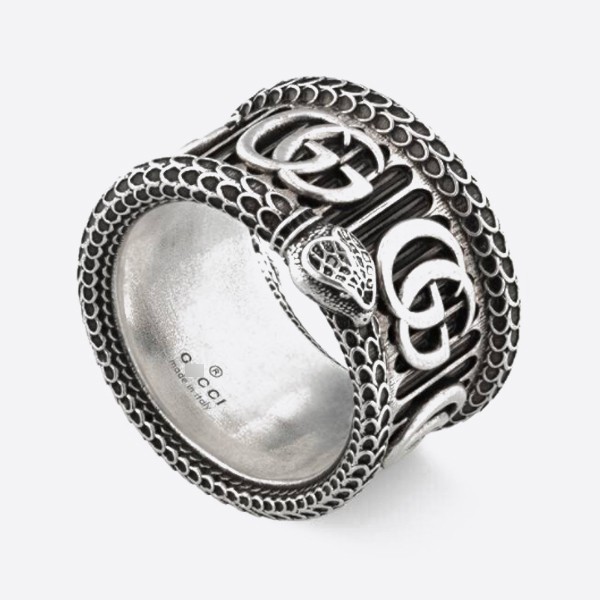 Gucci Marmont Silver Ring with Double G Detail