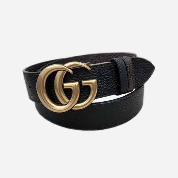 Gucci Classic Retro Double G Belt in Black Gold (3.8cm)