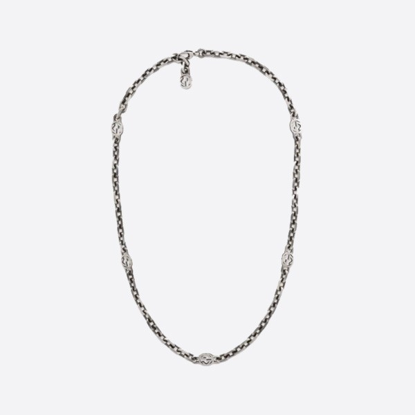 Gucci Interlocking G Detail Silver Necklace 616941J8400 0811