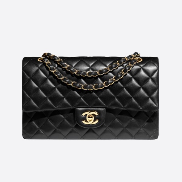 Chanel Classic Handbag in Lambskin and Gold-Tone Metal in Black