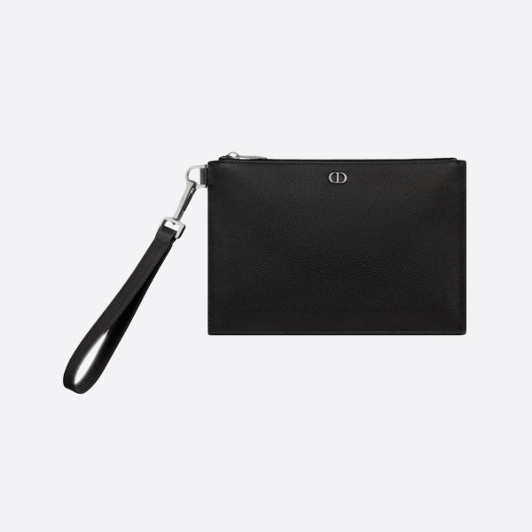 Dior Black Grained Calfskin & CD Icon Signature A4 Pouch 2ESCA339CDI_H00N