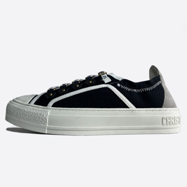 Dior WALK'N' Sneakers in Black Canvas and White Suede with Calfskin Leather (KCK304CVE_S900) for Women