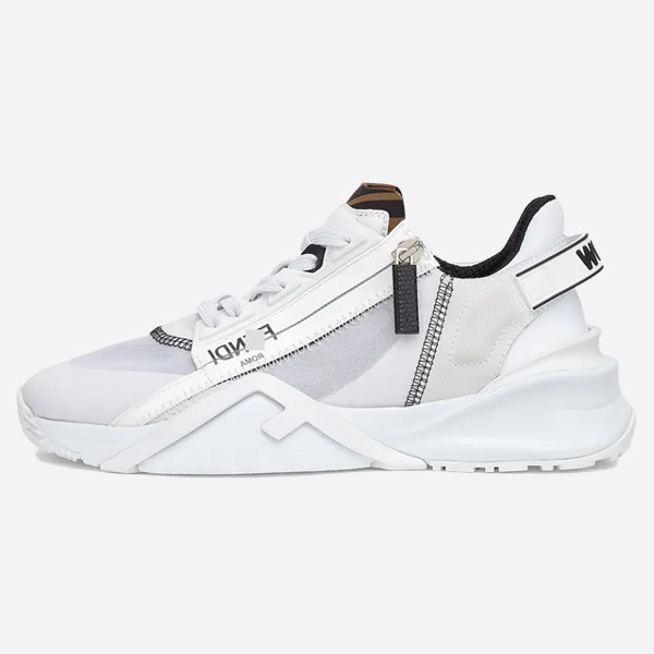 Fendi FLOW White Nylon Suede Low-Top Shoes 8E8035EKVF0AGX