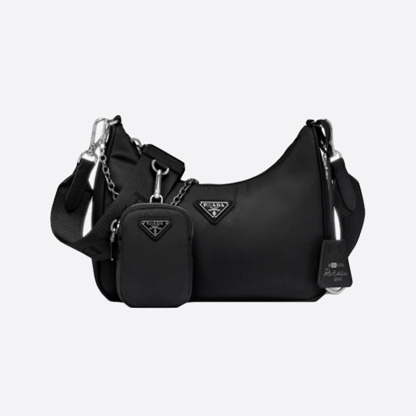 Prada Reduction Saffiano Leather Trim Nylon Shoulder Bag 1BH204_R064_F0002_V_V1L