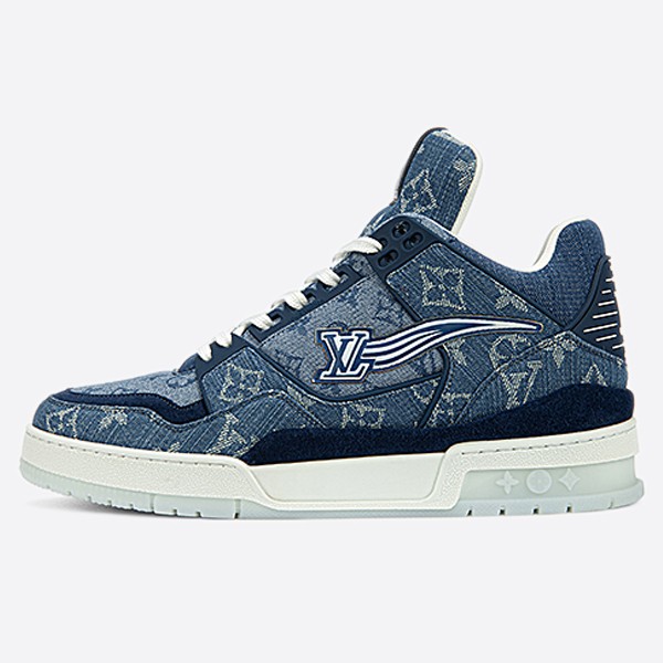 Louis Vuitton LV Trainer Mid Sneakers Monogram Denim Men's