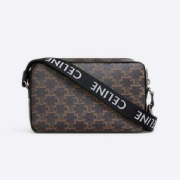 Celine 2021FW Men's Medium Messenger Bag In Triomphe Canvas Black 197202DND.38SI