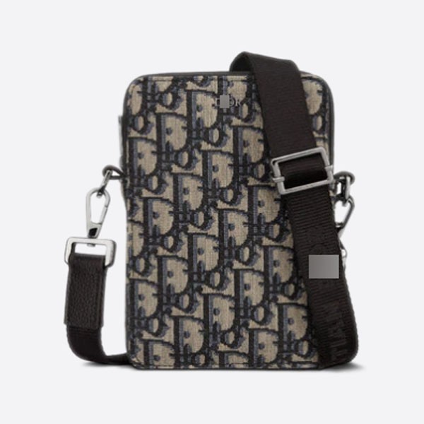 Dior Messenger Pouch Beige & Black Oblique Jacquard 2ESBC265YSE_H05E