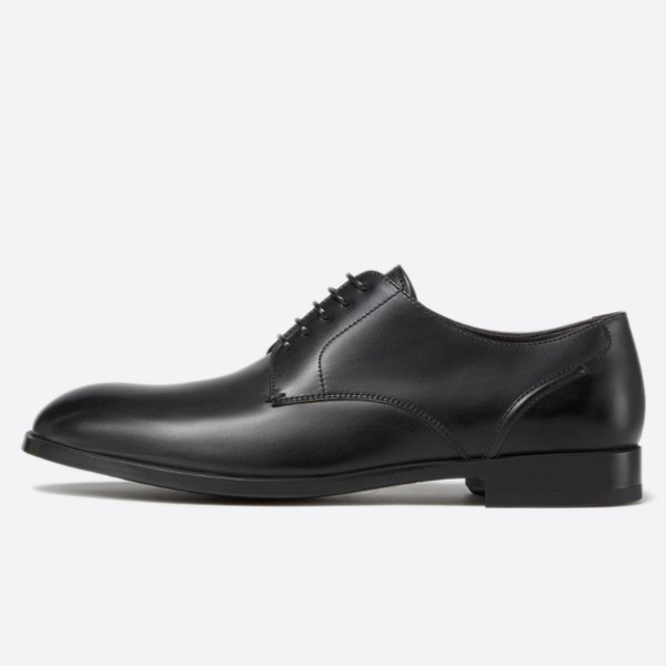 Zegna Sienna Flex Black Leather Derby Shoes LHNAX-A4465X-NER