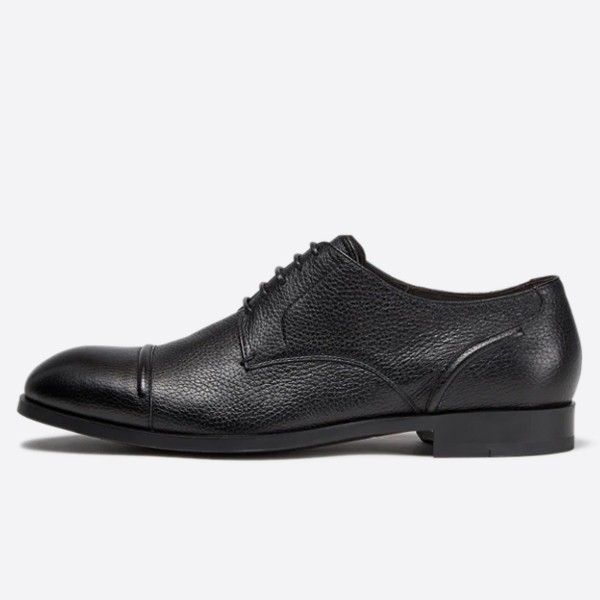 Zegna Sienna Flex Black Cross Deerskin Derby Shoes LHCVO-A4379X-NER
