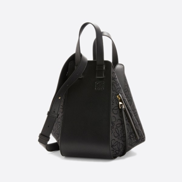 Loewe Small Hammock Bag Anagram Jacquard Calfskin Anthracite/Black A538S35X29