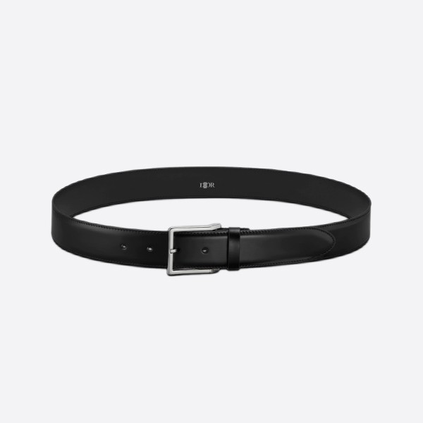 Dior Smooth Calfskin Belt in Black and Silver (3.5cm) 4393PLYVE_H00N