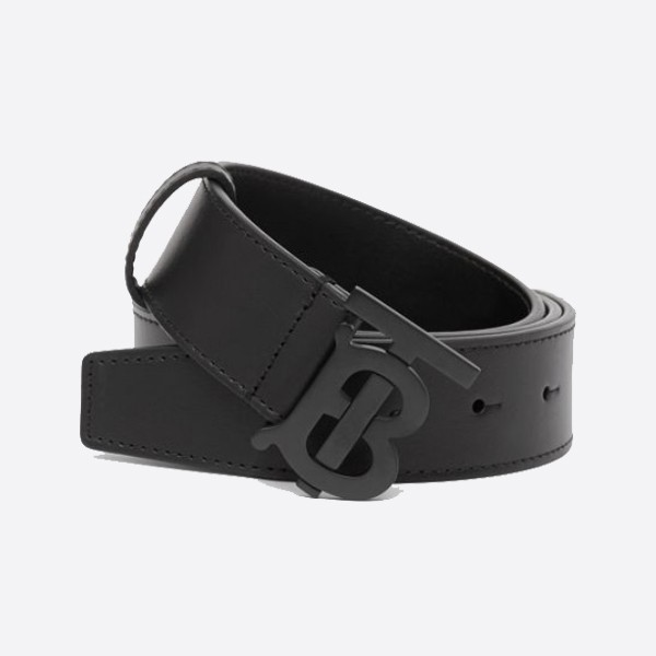 Burberry Monogram Leather Belt, Black (3.5cm) 80283631