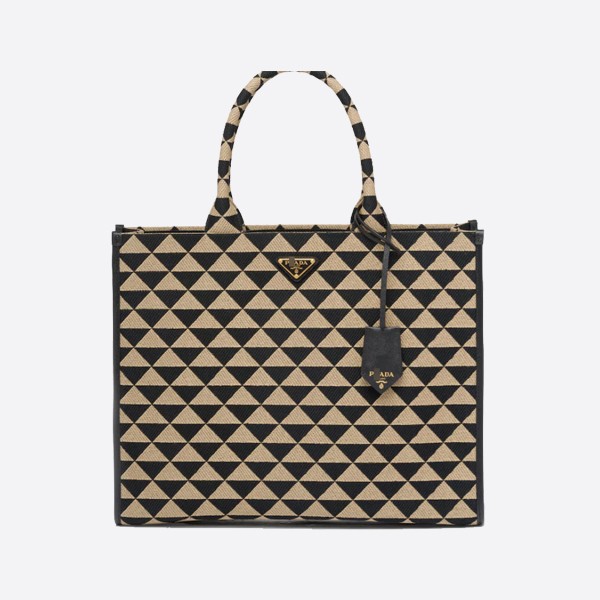 Prada Oversized Symbol Jacquard Handbag 1BA356_2FKL_F0Y30_V_OOO Color - Black Beige