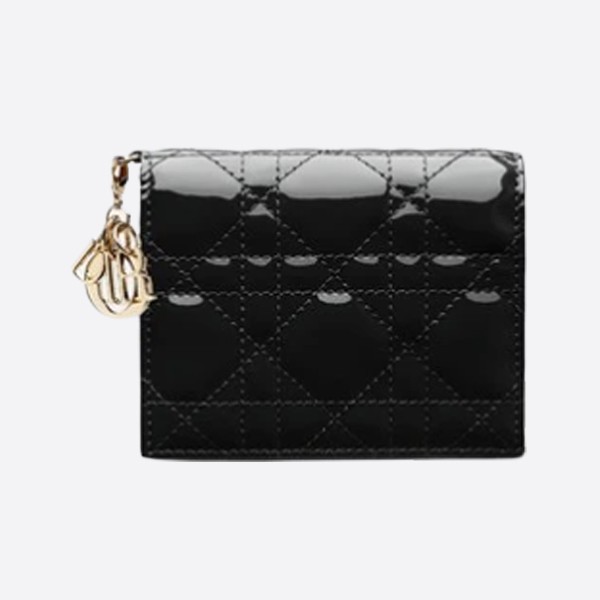 Dior Lady Mini Wallet Black Cannage Patent Calfskin S0178OVRB_M900