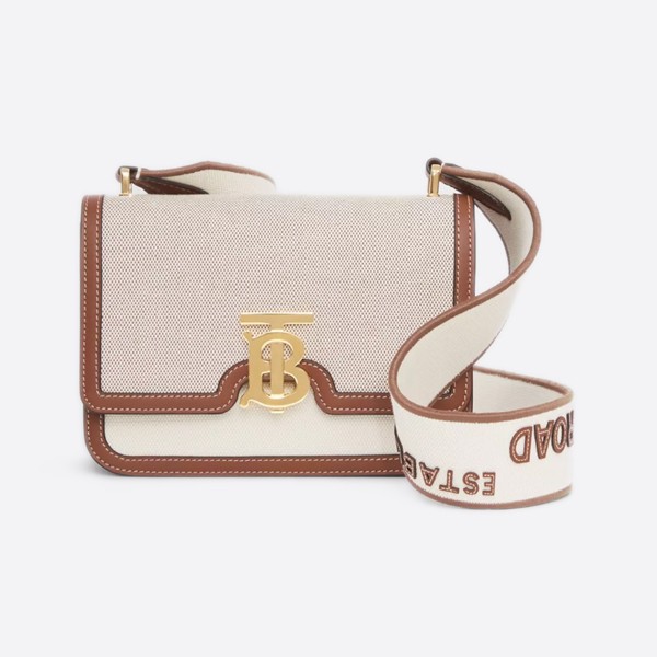 Burberry Small Cotton Canvas Leather TB Bag Color - Softphone/Ecru 80424191