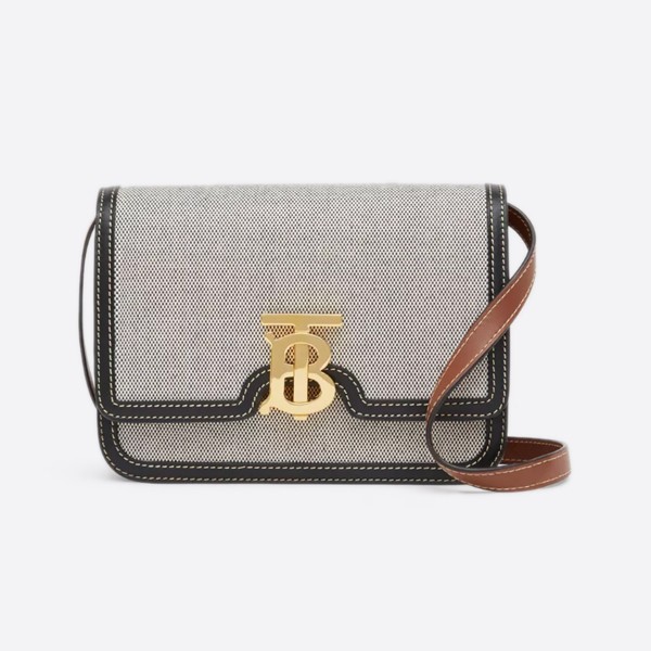 Burberry Small Triton Canvas Leather TB Bag Color - Black/Tan 80306661