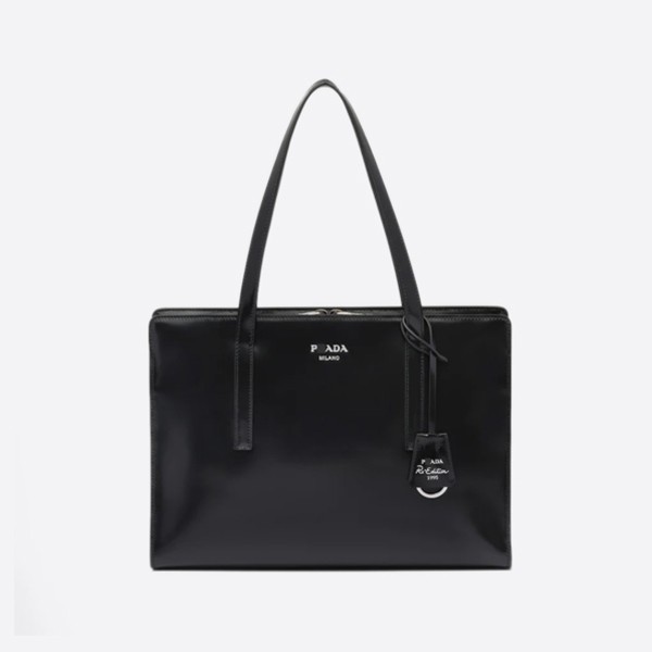 Prada Edition 1995 Medium Brushed Leather Handbag, Color: Black, 1BA350