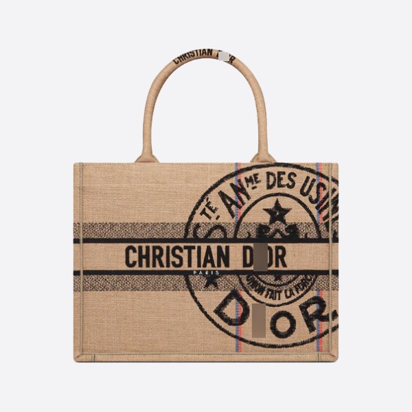 Dior DIOR BOOK TOTE Medium Bag Dior Union Jute Canvas M1296ZRUW_M918