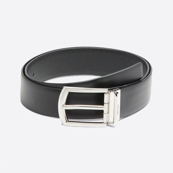 Prada Reversible Saffiano Leather Belt, Black, 2CC468_2DAE_F0002 (3.4cm)
