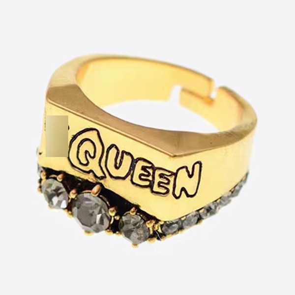 Alexander McQueen Skull Logo Ring Color: Gold