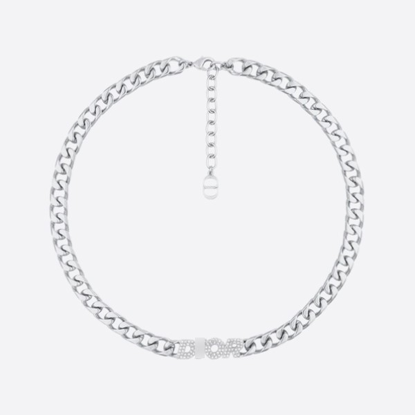 Dior Chain Link Necklace in Brass and Crystals N1507HOMMT_D001