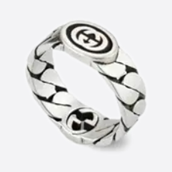 Gucci Wide Ring with Interlocking G Detail 678656 J8410 8191