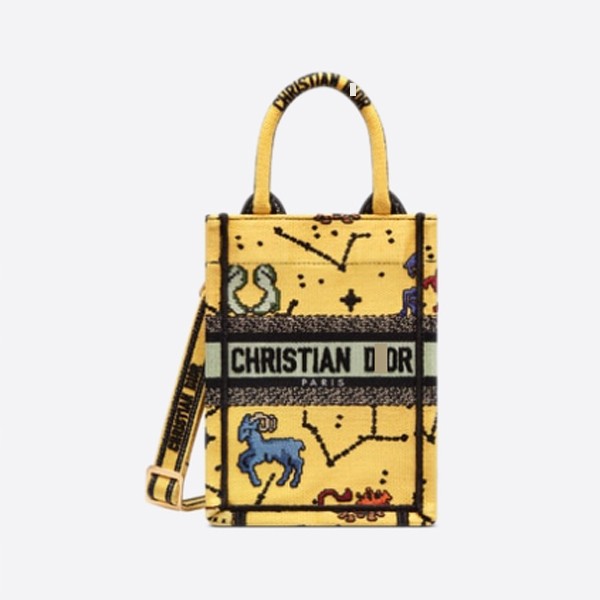 Dior Book Tote Mini Phone Bag with Pixel Zodiac Embroidery (S5555CRTY_M930)