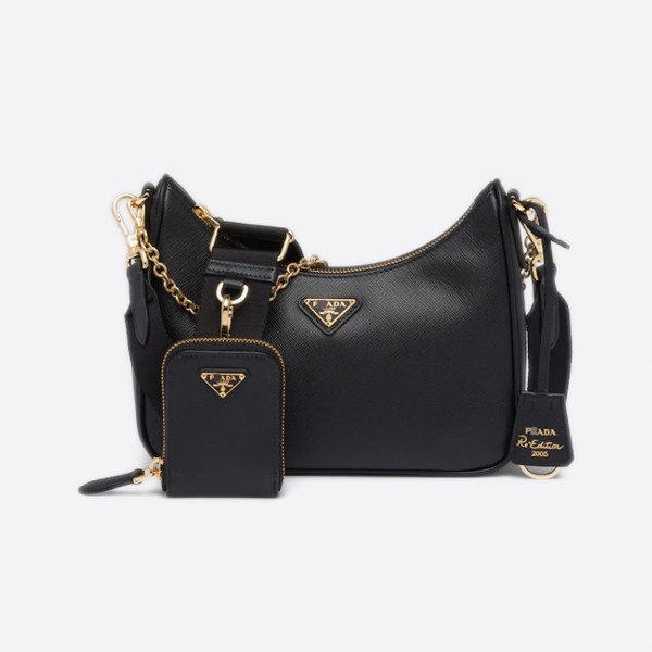 Pradali Edition Leather Shoulder Bag, Color: Black, 1BH204_NZV_F0632_V_V2M