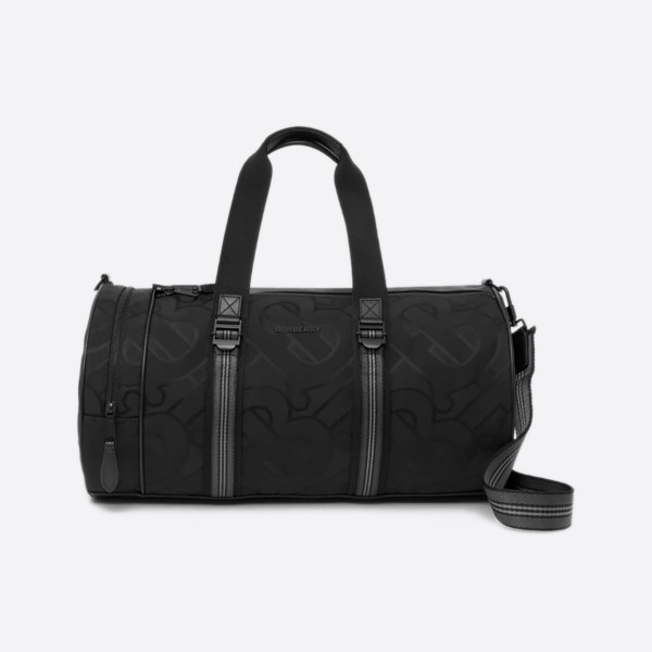 Burberry Medium Monogram Jacquard Barrel Bag, Color: Black, 80528771