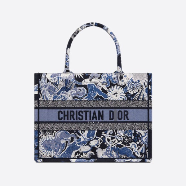 Dior BOOK TOTE Medium Bag, Blue Multicolor, Zodiac Fantastico Embroidery, M1296ZRZA_M928