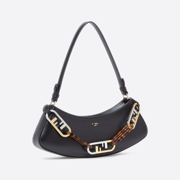 フェンディオロックスイング ブラックレザーポーチ 8BS068AHM0F19KX