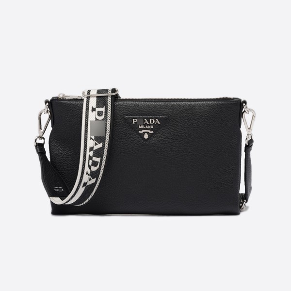 Prada Leather Shoulder Bag, Color: Black, 1BH050_2DKV_F0002_V_3OM
