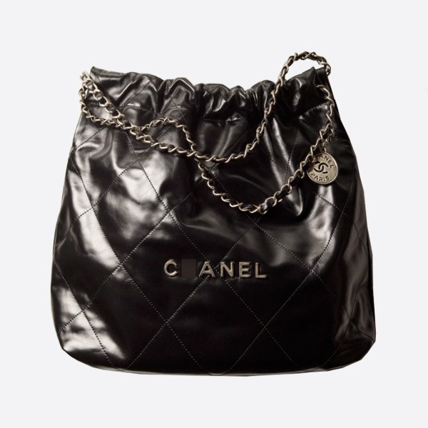 Chanel 22 handbag in calfskin and silver metal, black, AS3261 B08872 94305