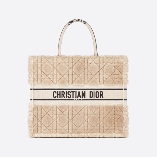 Dior BOOK TOTE Large Bag Beige Canaju Shearling M1286ZMBU_M918