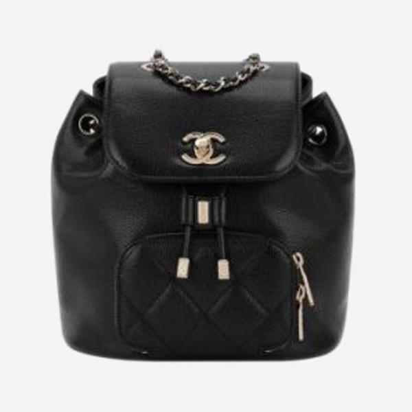 Chanel Backpack Grade Cuffskin Gold Metal Black AS3530