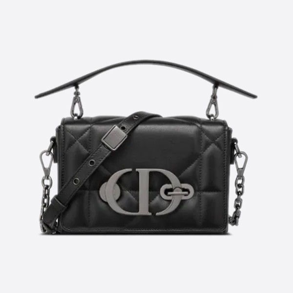 Dior 30 MONTAIGNE Handle Box Bag in Black Maxi Canaju Sheepskin M9218BNNA_M900
