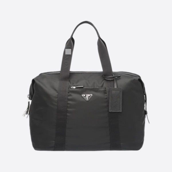 Pradari Nylon and Sapiano Leather Duffle Bag, Black, 2VC796