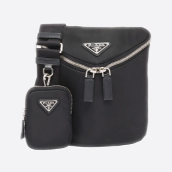 Prada Nylon and Leather Shoulder Bag, Color: Black, 2VH147