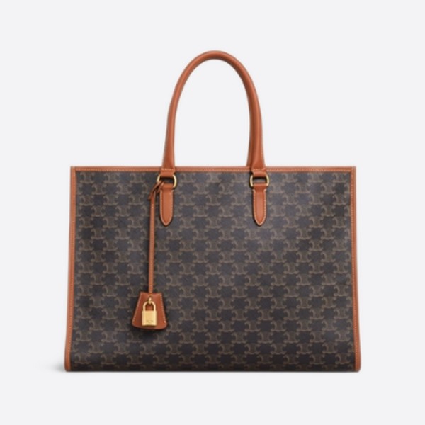 Celine Mini Horizontal Cabas - Triomphe Canvas and Cuffskin Tan 199742BZJ.04LU