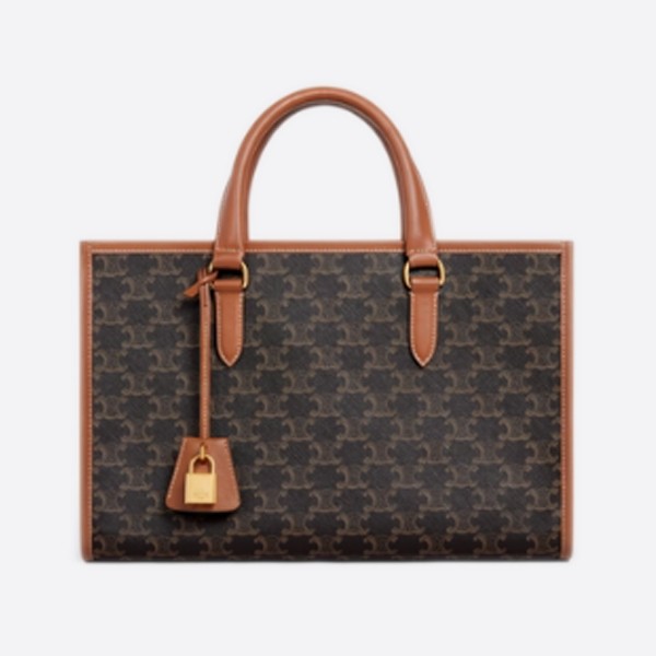 Celine Horizontal Cabas - Triomphe Canvas and Cuffskin Tan 197912BZJ.04LU