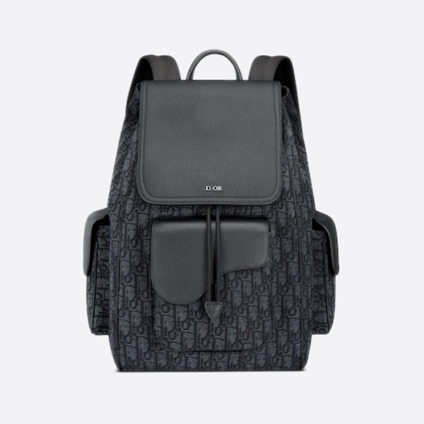 Dior Saddle Backpack in Oblique Jacquard and Grained Calfskin (1ADBA161YKS_H03E)