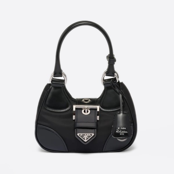Prada Moonli Nylon and Leather Bag, Color: Black, 1BA381_R789_F0002_V_OOM