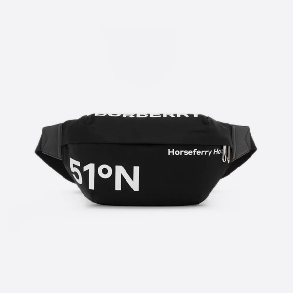 Burberry Coordinate Print Nylon Sony Bumbag, Color: Black/White, 80649291