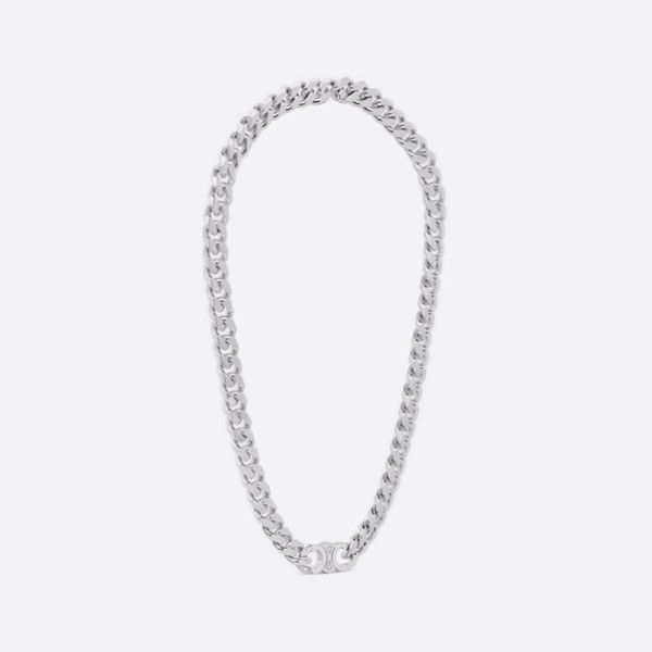 Celine Triomphe Gourmet Necklace - Rhodium-finish Brass 460JF6BRA.36SI