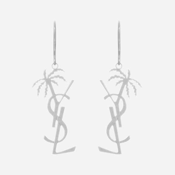 Saint Laurent Metal Monogram Palm Tree Earrings 584129Y32008126