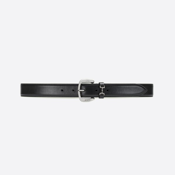 Gucci Horsebit Detail Belt in Black and Silver (3.0cm) 700338 0YA0N 1000