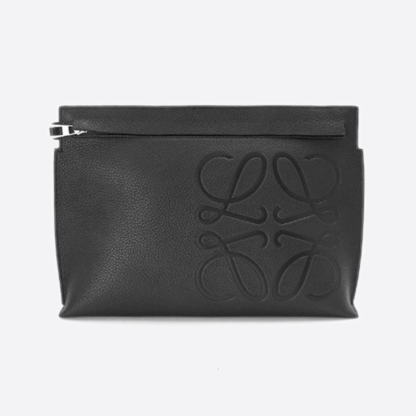 Loewe T Pouch - Grained Cuffskin, Color: Black, C500W05X01