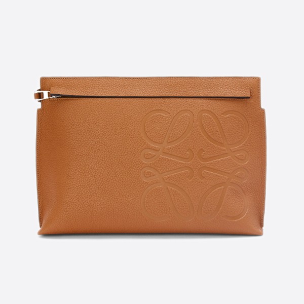 Loewe T Pouch - Grained Cuffskin Color: Tan C500W05X01