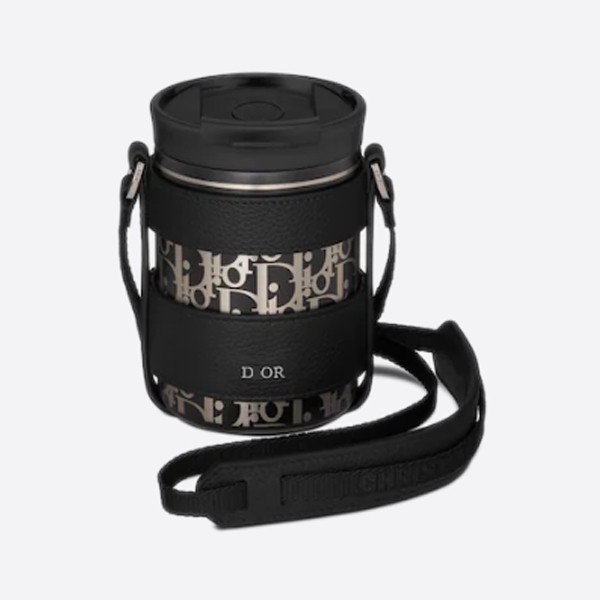 Dior AQUA Strap Mug in Grained Calfskin and Oblique Stainless Steel (2ESKH324YMJ_H00N)